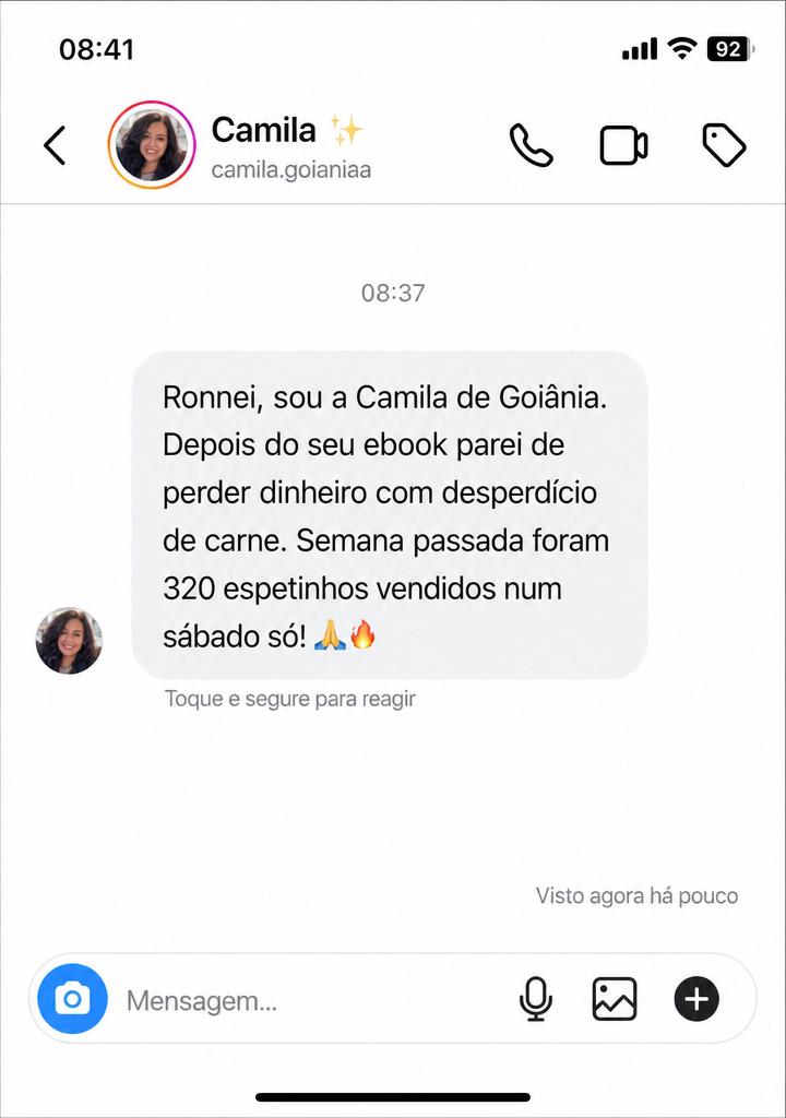 Print de Instagram: aluna de Goiânia vendeu 320 espetinhos em um sábado